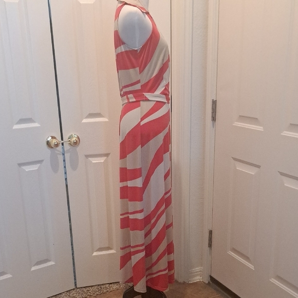 MSK CORAL AND CREAM MAXI DRESS SZ MED NWT - Picture 5 of 10